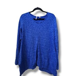 Beatrix OST Cobalt Blue V Neck Asymmetrical Sweater/Top , Size Small